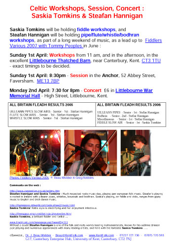 Saskia & Steafan - Littlebourne 2007 - Poster